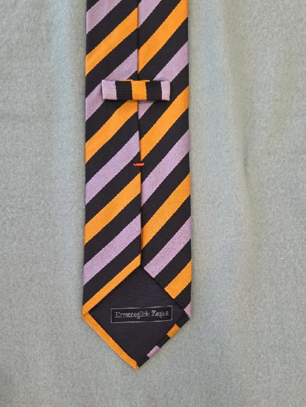 Ermenegildo Zegna Men's Black, Purple & Orange Diagonal Stripe Silk Tie